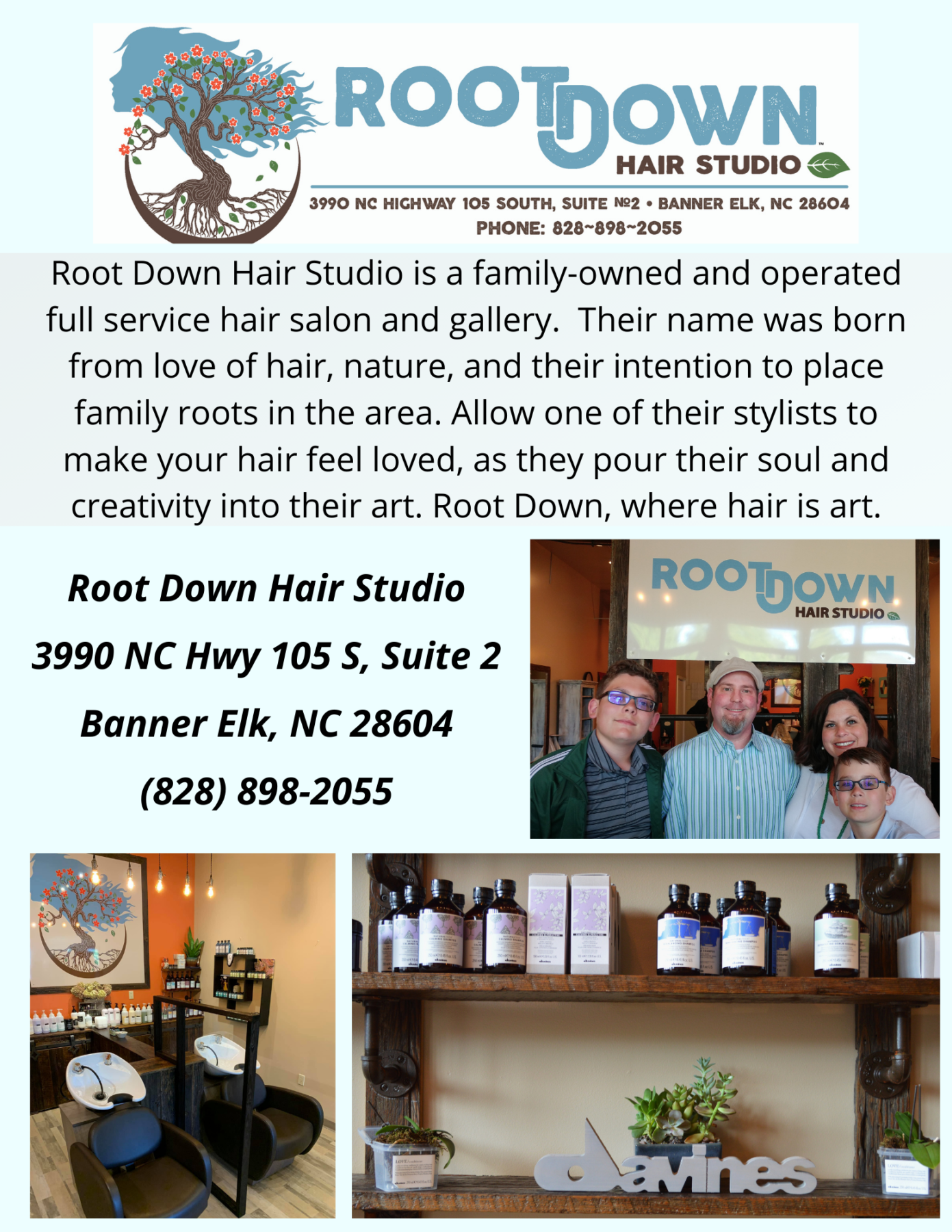 November Featured Business of the Month - Root Down Hair Studio - Avery  County